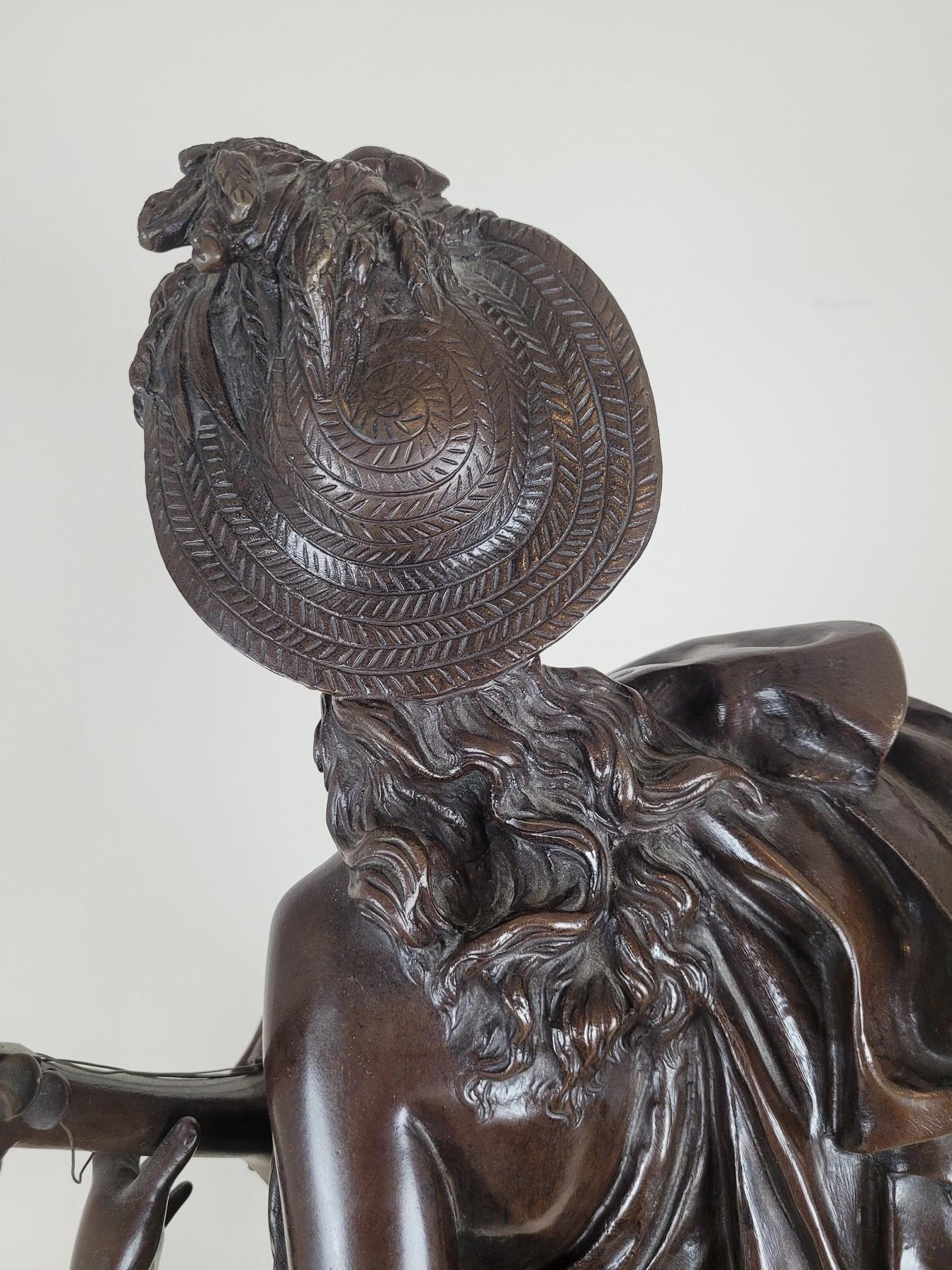 Carrier-belleuse, Cigale, grand bronze signé, 19ème siècle en vente 1