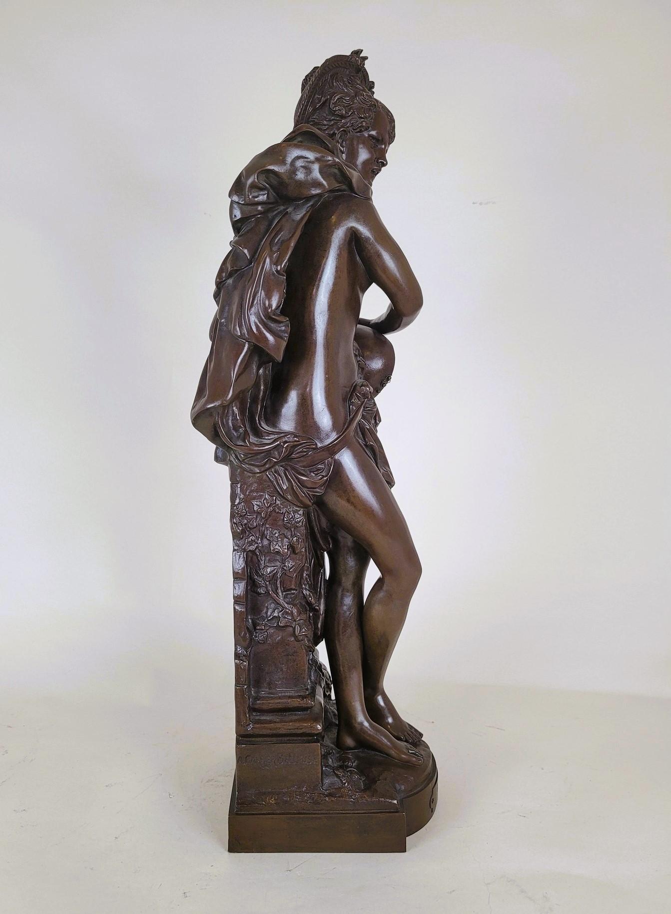 Carrier-belleuse, Cigale, grand bronze signé, 19ème siècle en vente 2