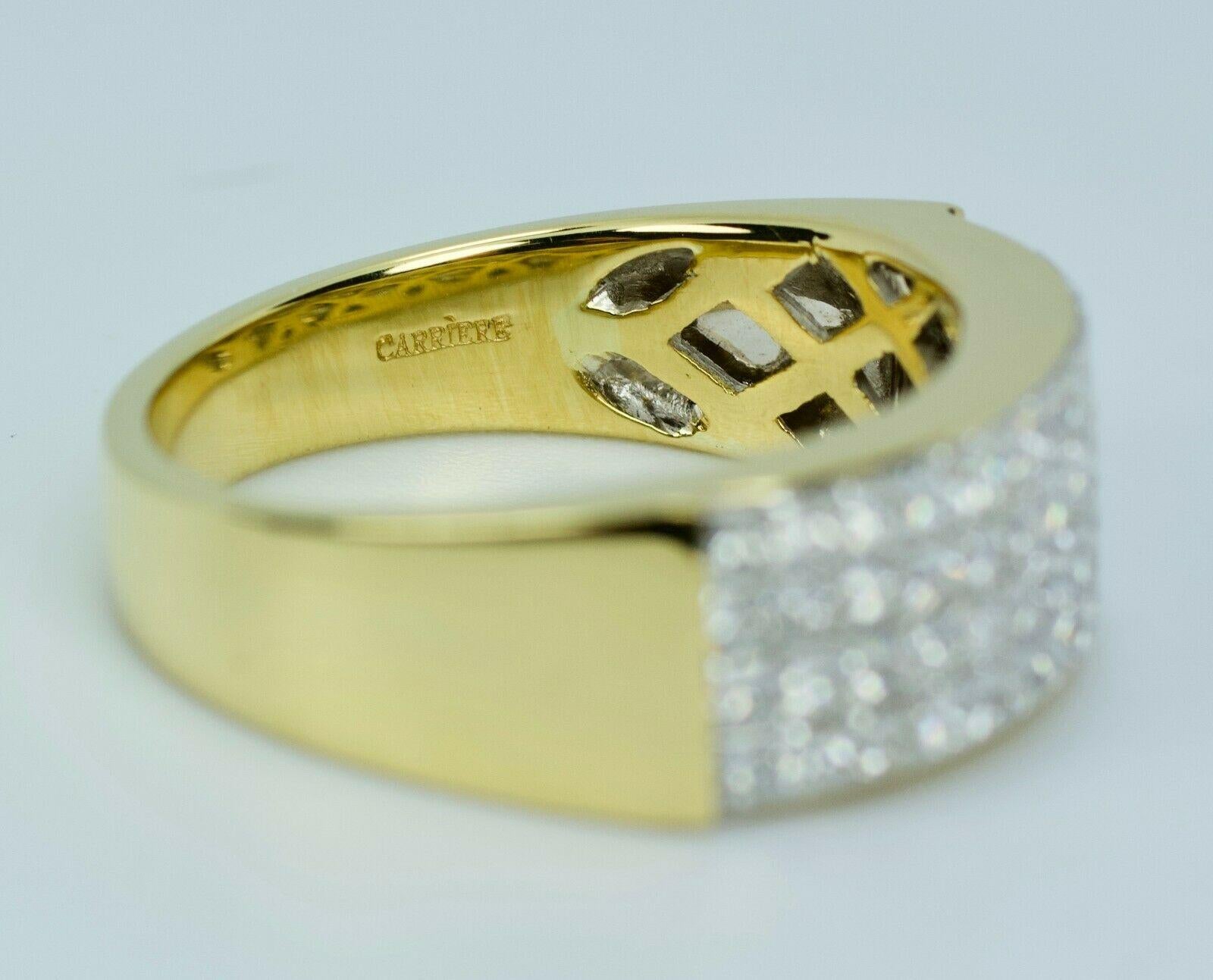 Carriere 18 Karat Gold Princess Cut Diamonds 4 Row 2 Carat Invisible Set Ring In Excellent Condition In Montgomery, AL