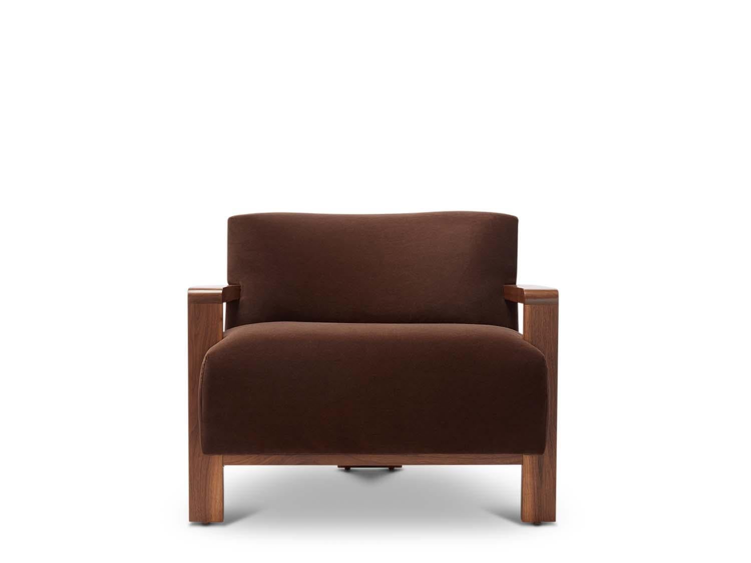 The Carrillo lounge chair features a curved solid wood frame and upholstered seating.

The Lawson-Fenning Collection is designed and handmade in Los Angeles, California. Reach out to discover what options are currently in stock.