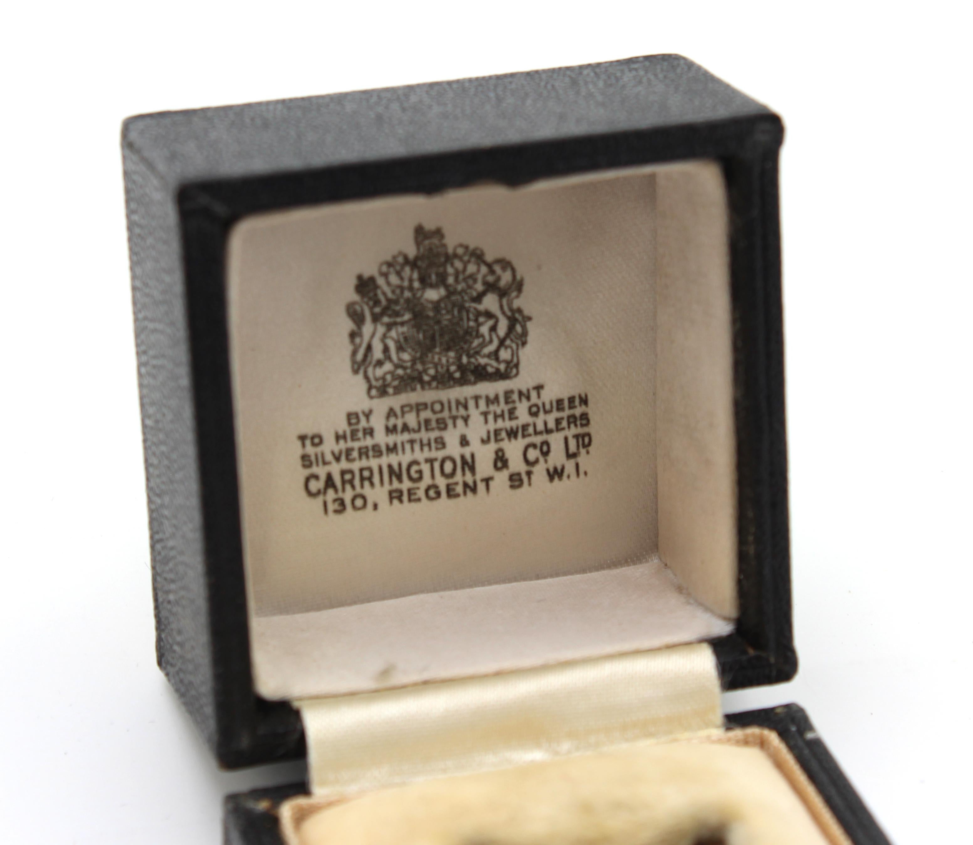Carrington & Co Antique Victorian Leather and Velvet Ring Box, 1890's 1