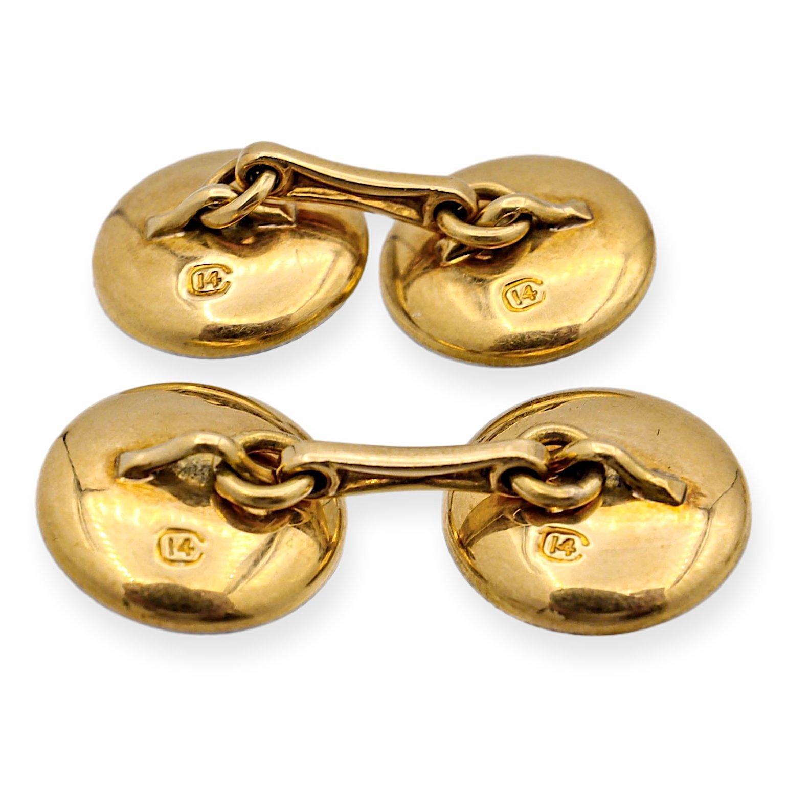 Carrington for Tiffany & Co. Platinum and 14K Gold Art Deco Cufflinks Circa 1920 In Good Condition For Sale In New York, NY