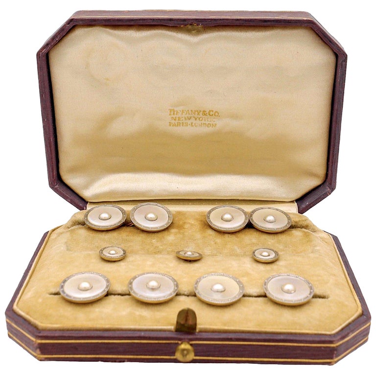 Boutons De Manchette Anciens Art Déco Carrington - Or 14 Carats Avec Cabochon Améthyste - Occasion Pré-owned