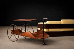 “Carrinho de Chá” Bar Cart in Brazilian Rosewood & Brass, Jorge Zalszupin, 1950s
