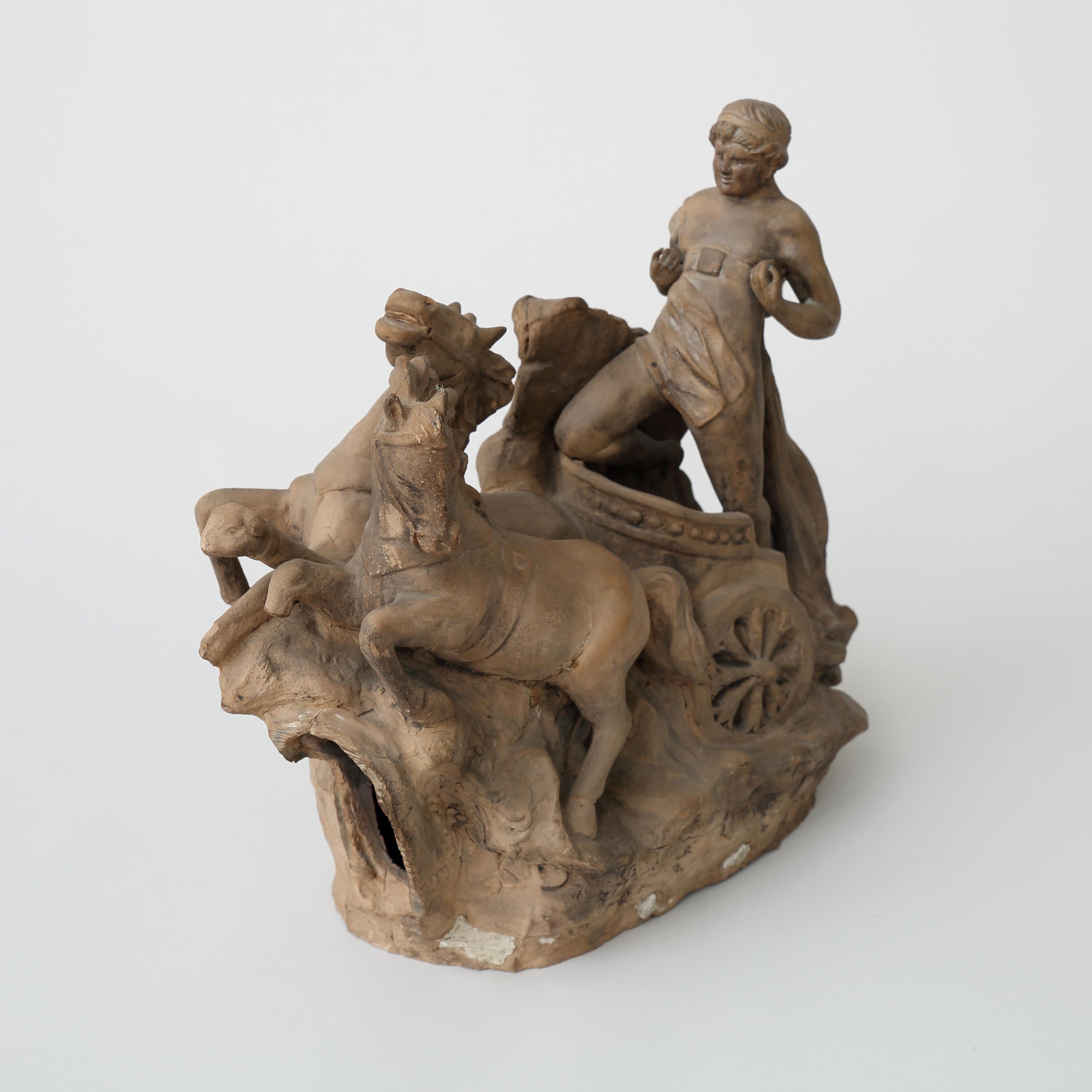 Carro del Sole terracotta sculpture (approx 1900) in vendita 6