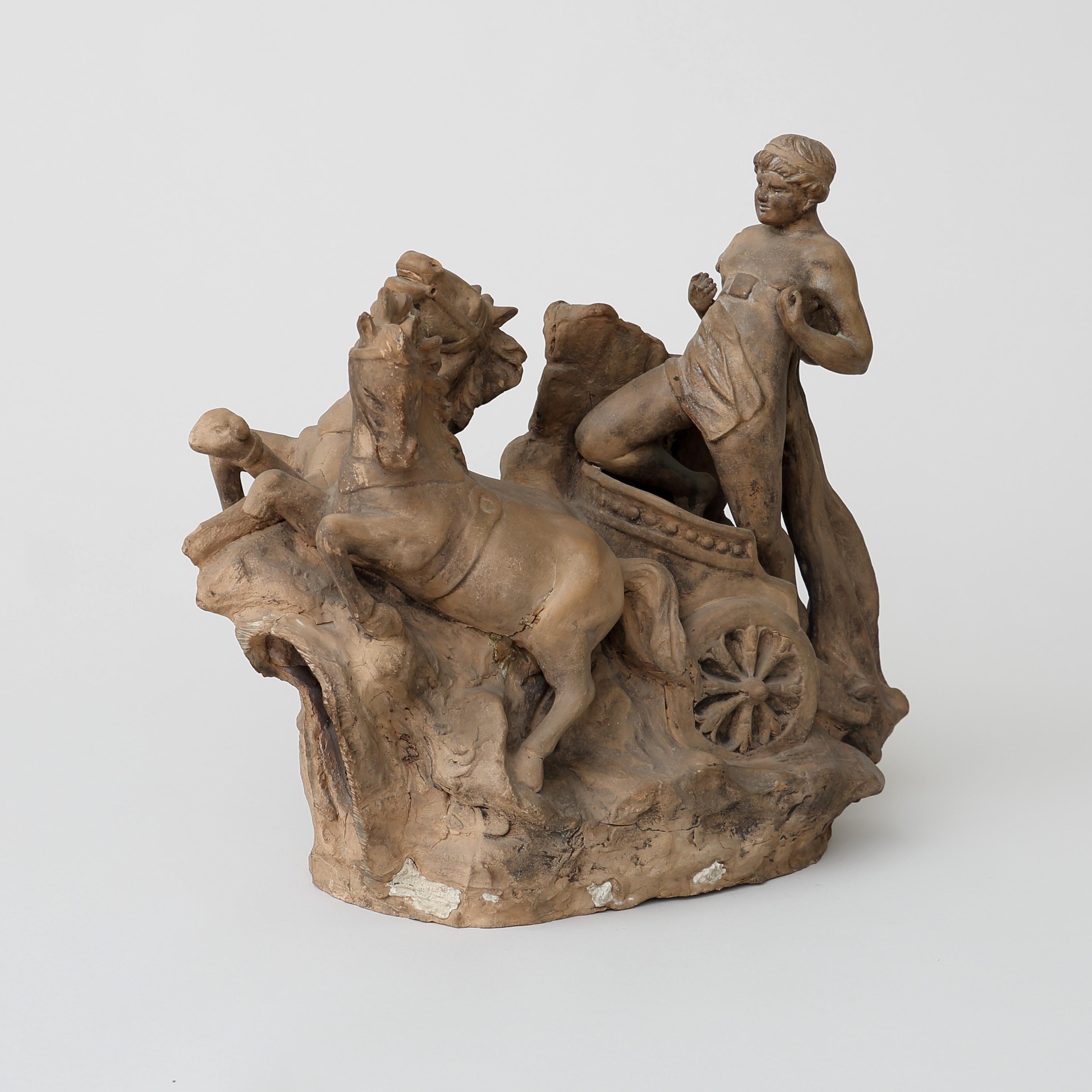 Carro del Sole terracotta sculpture (approx 1900) In condizioni buone in vendita a Oostende, BE