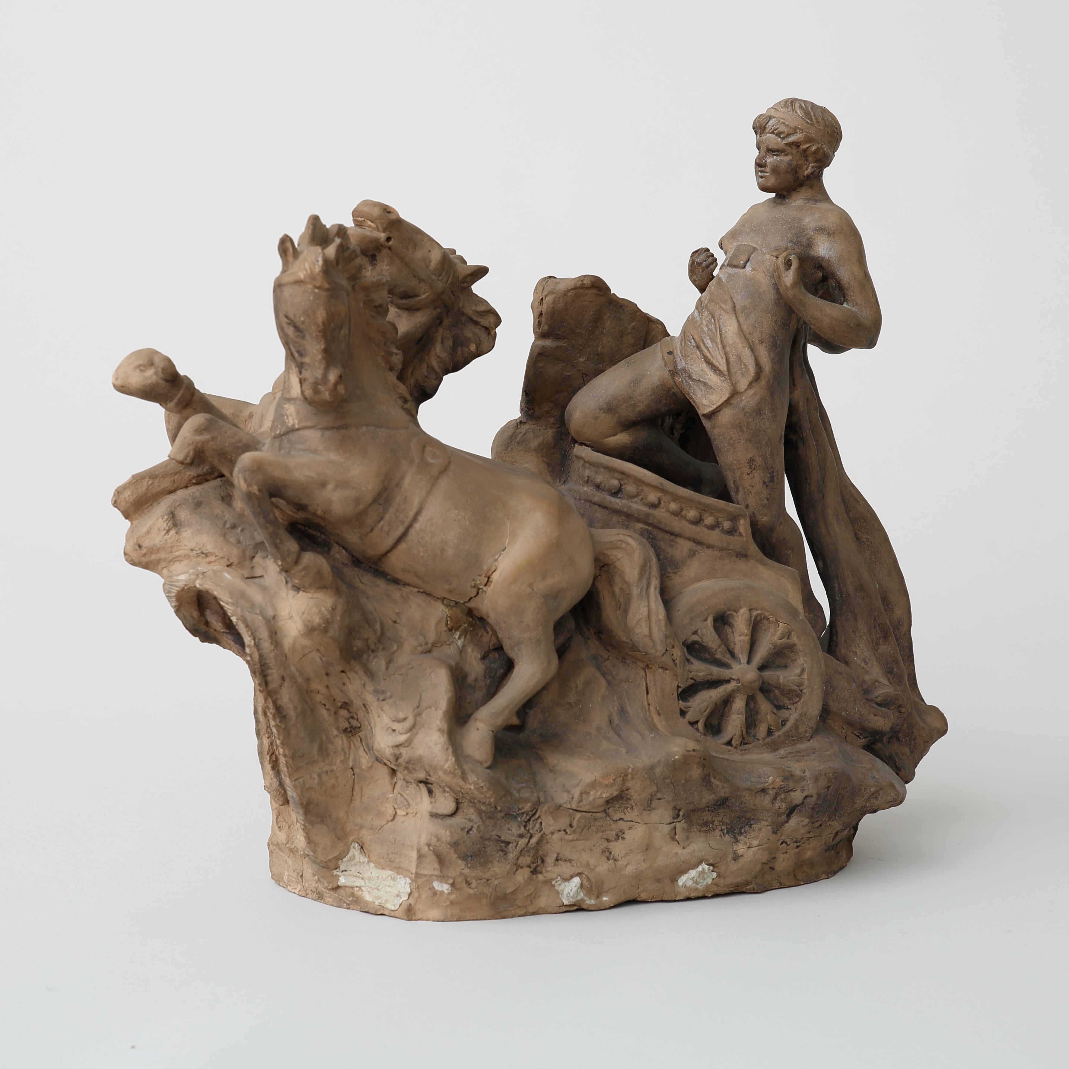 Carro del Sole terracotta sculpture (approx 1900) in vendita 2