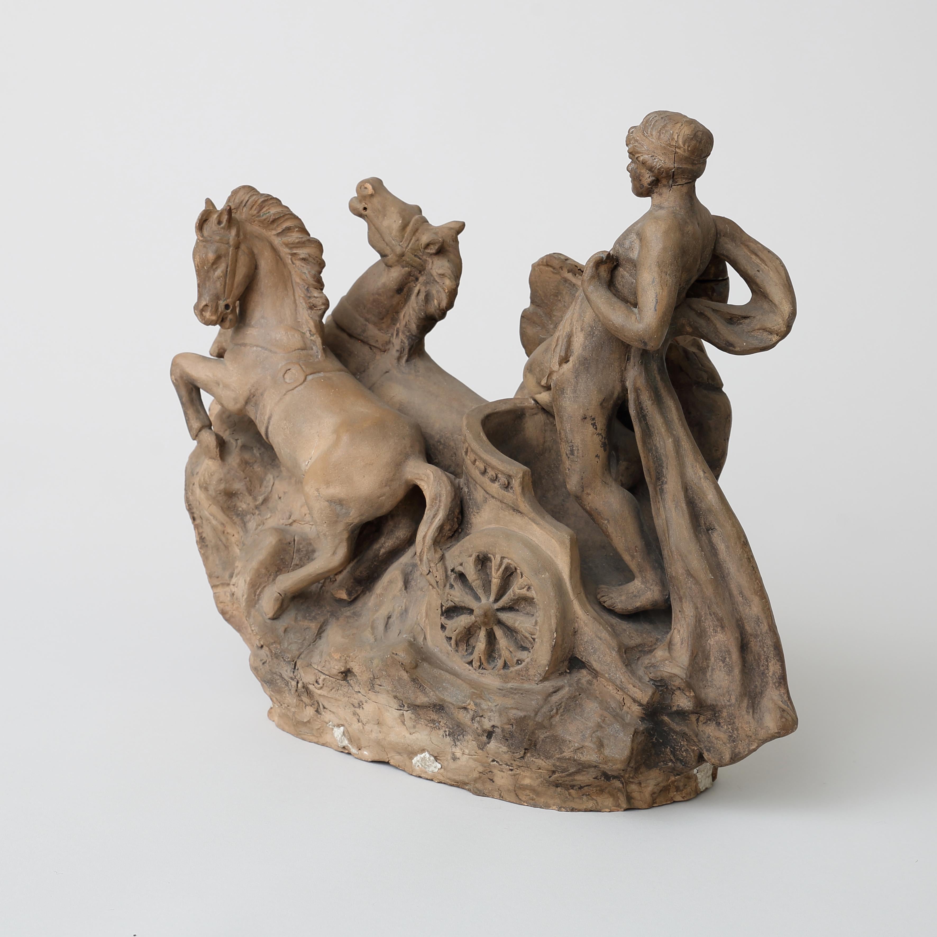 Carro del Sole terracotta sculpture (approx 1900) in vendita 4