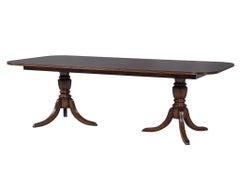 Carrocel Custom Flamed Mahogany Dining Table with Duncan Phyfe Style Pedestals