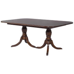 Carrocel Custom Flamed Mahogany Dining Table with Duncan Phyfe Style Pedestals