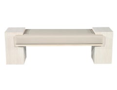 Carrocel Custom Modern Bench in Bleached Oak with Taupe Vinyl