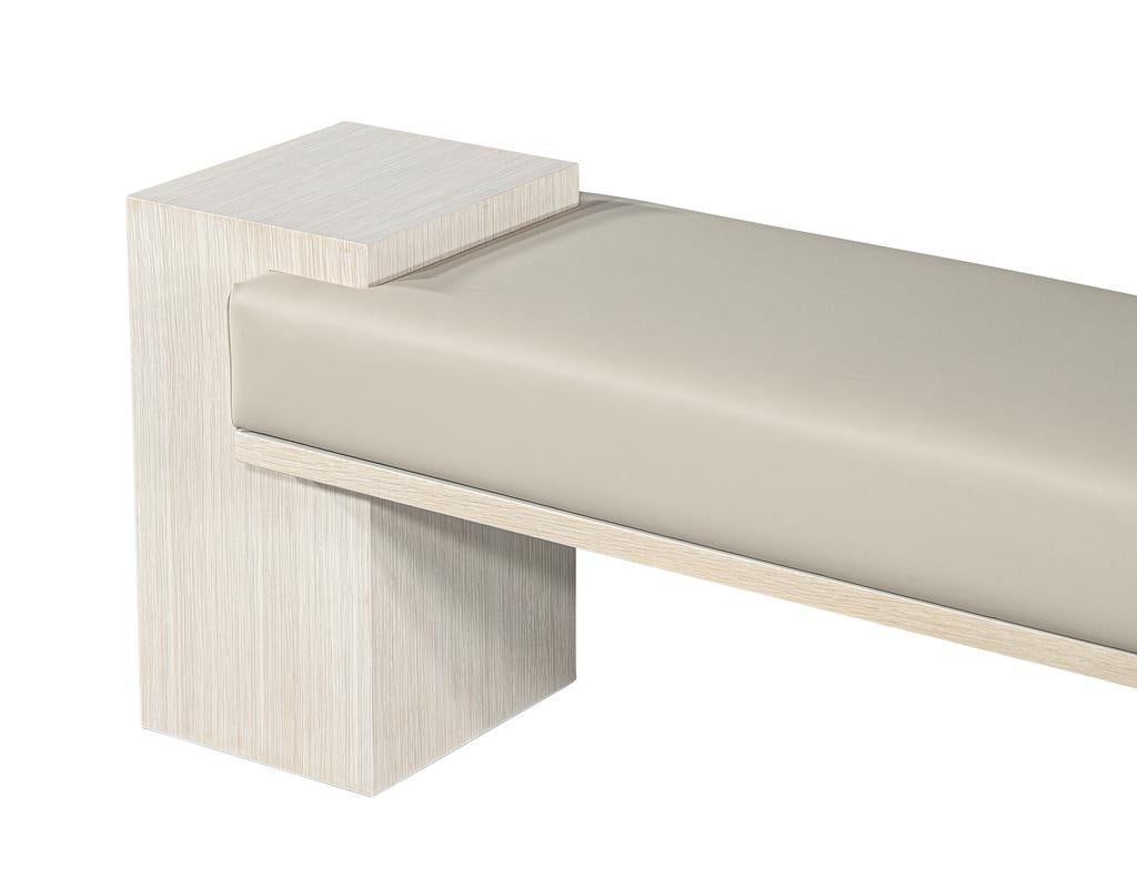 Carrocel Custom Modern Bench in Bleached Oak with Taupe Vinyl In New Condition For Sale In North York, ON