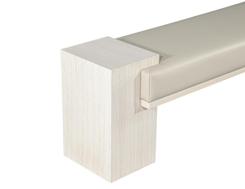 Contemporary Carrocel Custom Modern Bench in Bleached Oak with Taupe Vinyl For Sale