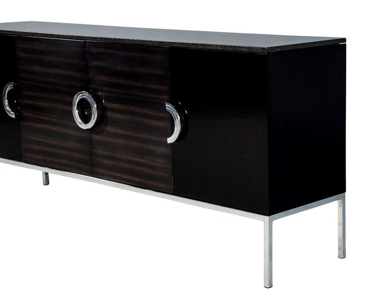 Carrocel Custom Modern Black Lacquer Walnut Sideboard Buffet Credenza