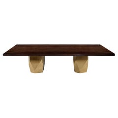 Mesa de comedor Carrocel Custom Modern Macassar con pedestales de latón