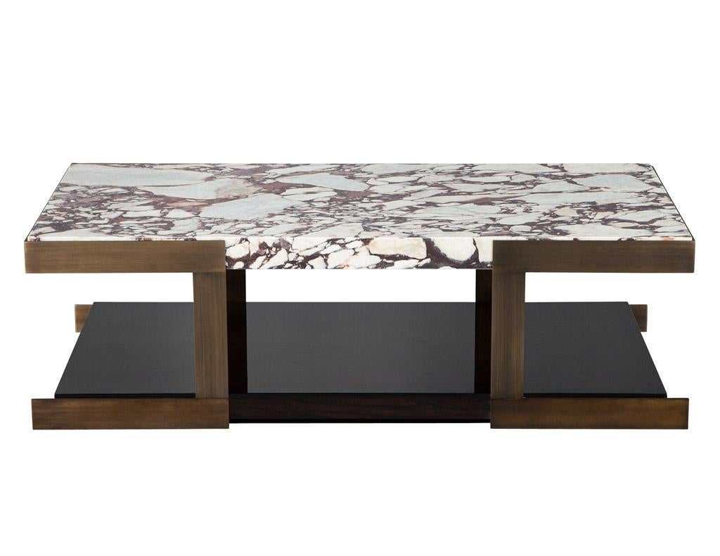 Contemporary Carrocel Custom Modern Marble Top Cocktail Table For Sale