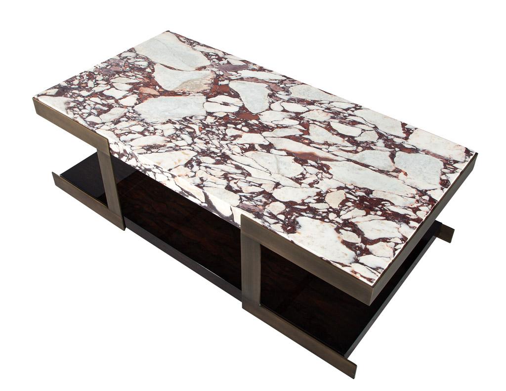Metal Carrocel Custom Modern Marble Top Cocktail Table For Sale