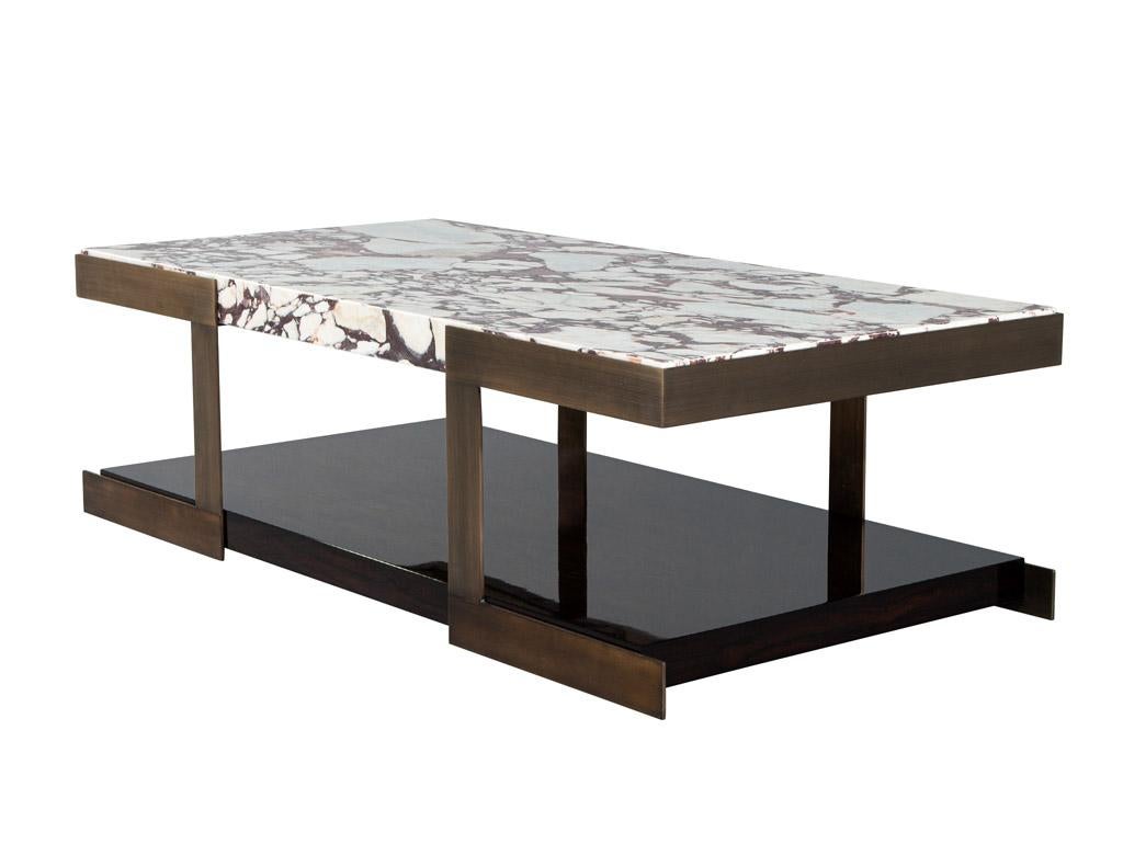 Carrocel Custom Modern Marble Top Cocktail Table For Sale 2