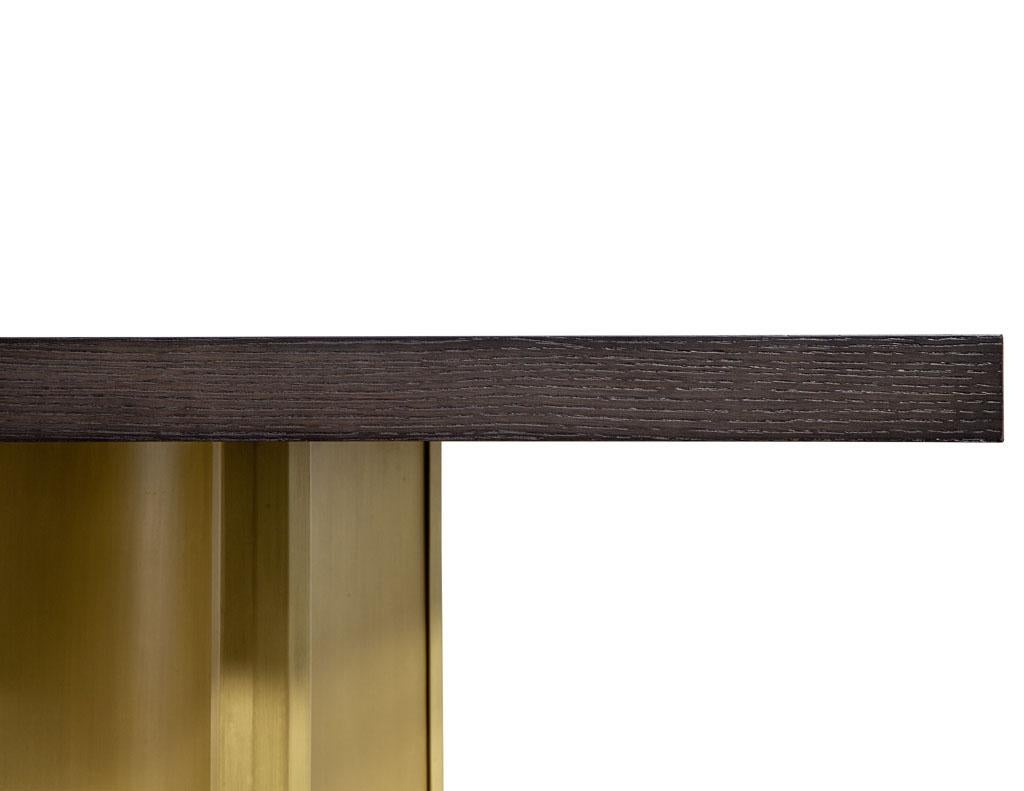 Carrocel Custom Modern Oak Dining Table with Brass Eiffel Pedestals For Sale 4