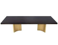 Carrocel Custom Modern Oak Dining Table with Brass Eiffel Pedestals