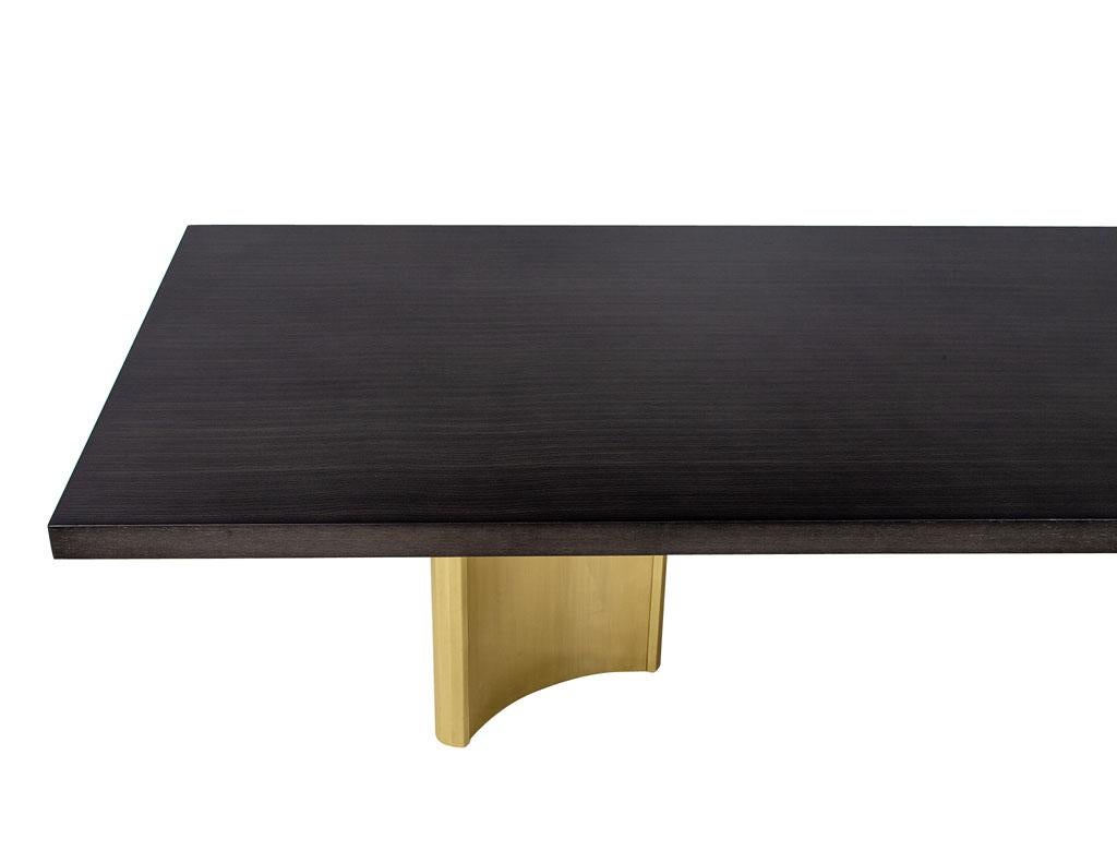 Carrocel Custom Modern Oak Dining Table with Brass Eiffel Pedestals In New Condition For Sale In North York, ON
