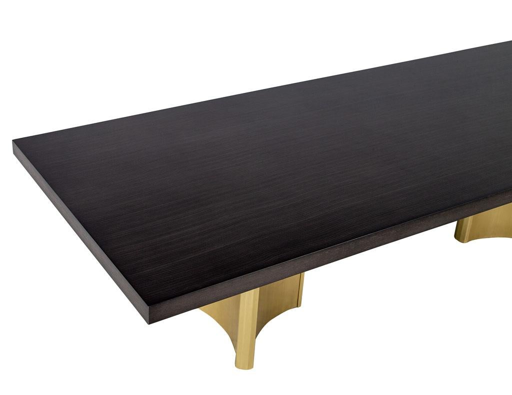 Contemporary Carrocel Custom Modern Oak Dining Table with Brass Eiffel Pedestals For Sale