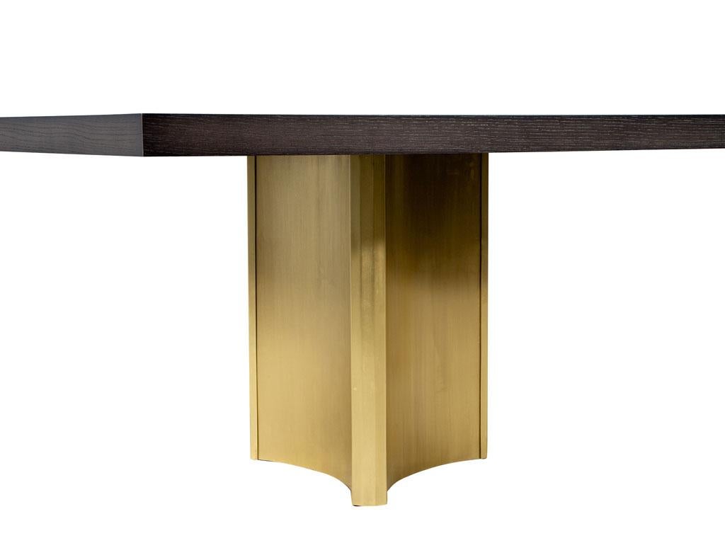 Carrocel Custom Modern Oak Dining Table with Brass Eiffel Pedestals For Sale 1