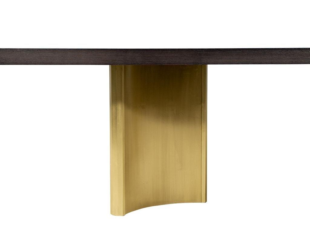 Carrocel Custom Modern Oak Dining Table with Brass Eiffel Pedestals For Sale 2