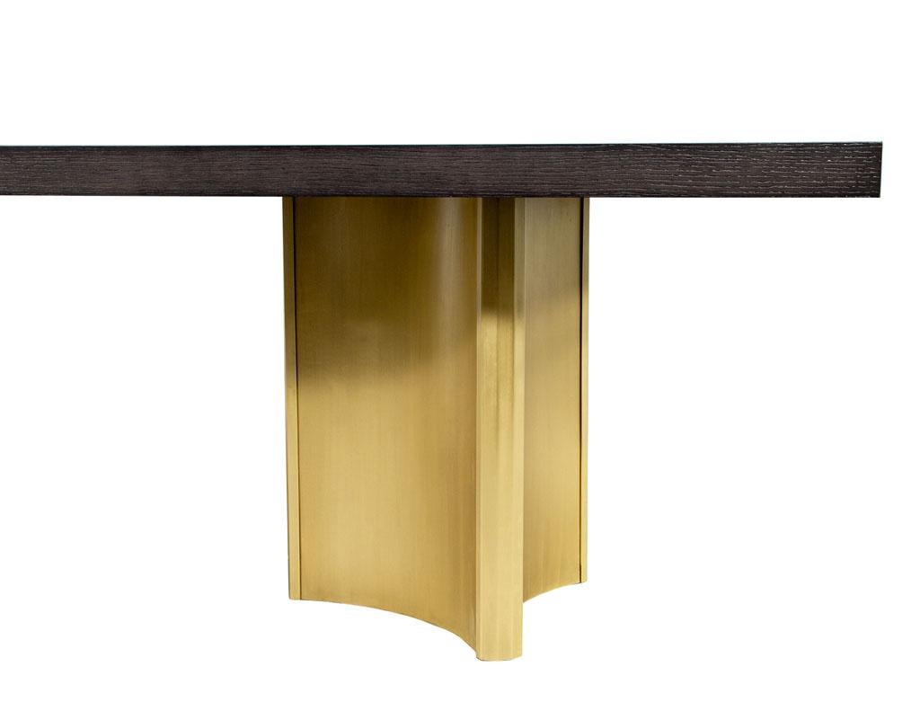 Carrocel Custom Modern Oak Dining Table with Brass Eiffel Pedestals For Sale 3