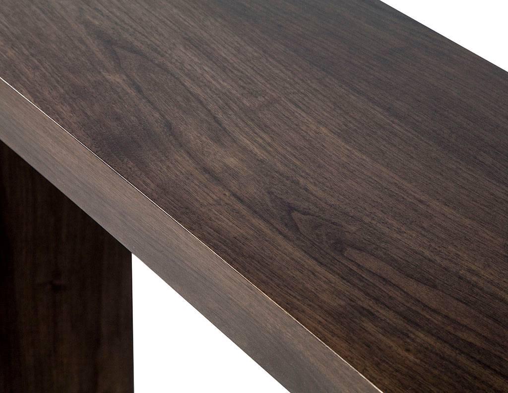 Contemporary Carrocel Custom Walnut Console Table with Stool Set For Sale