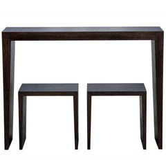 Conjunto de Mesa Consola y Taburete Carrocel Custom de Nogal