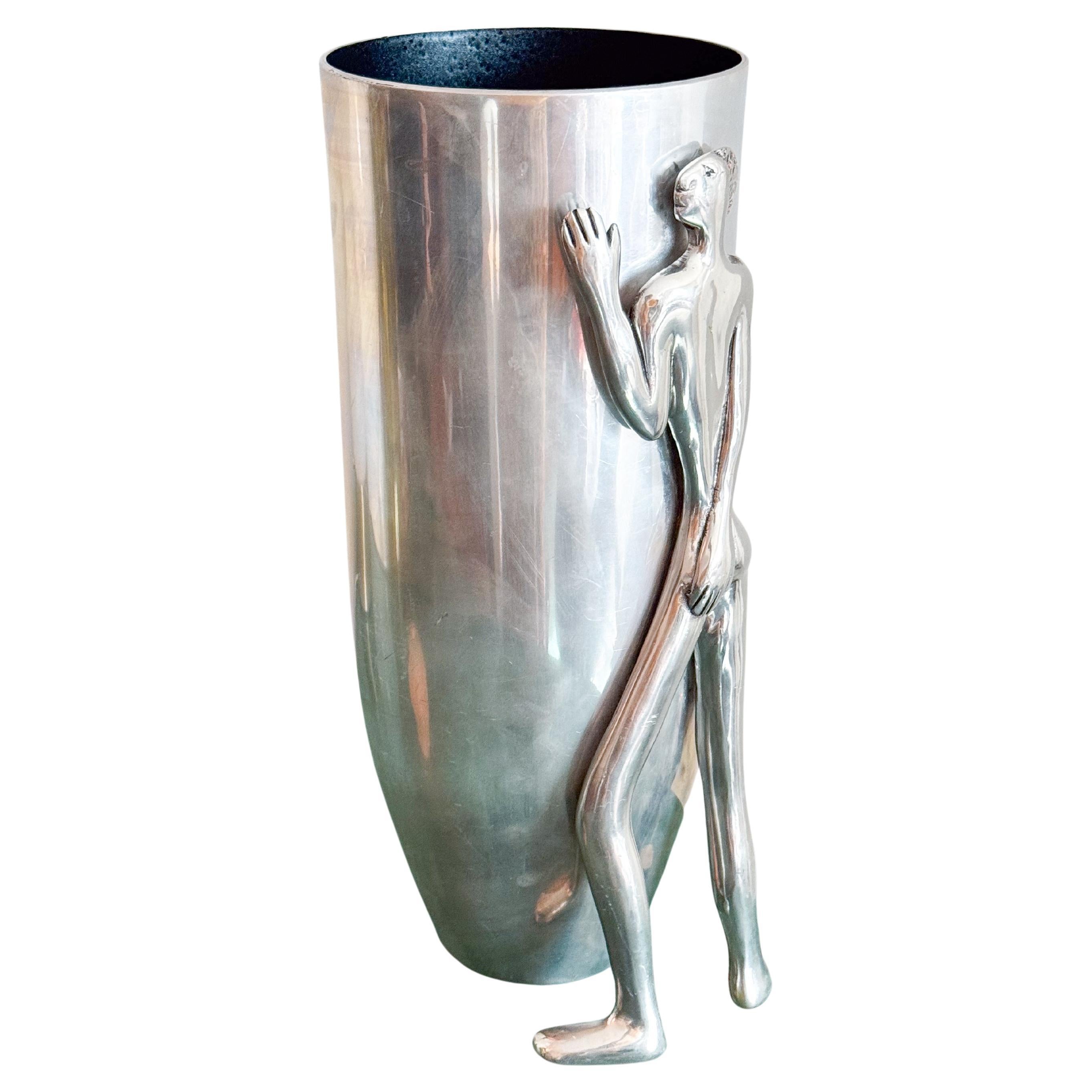 Carrol Boyes “Man” Cast Aluminum Figural Vase, South Africa Post Modern For Sale