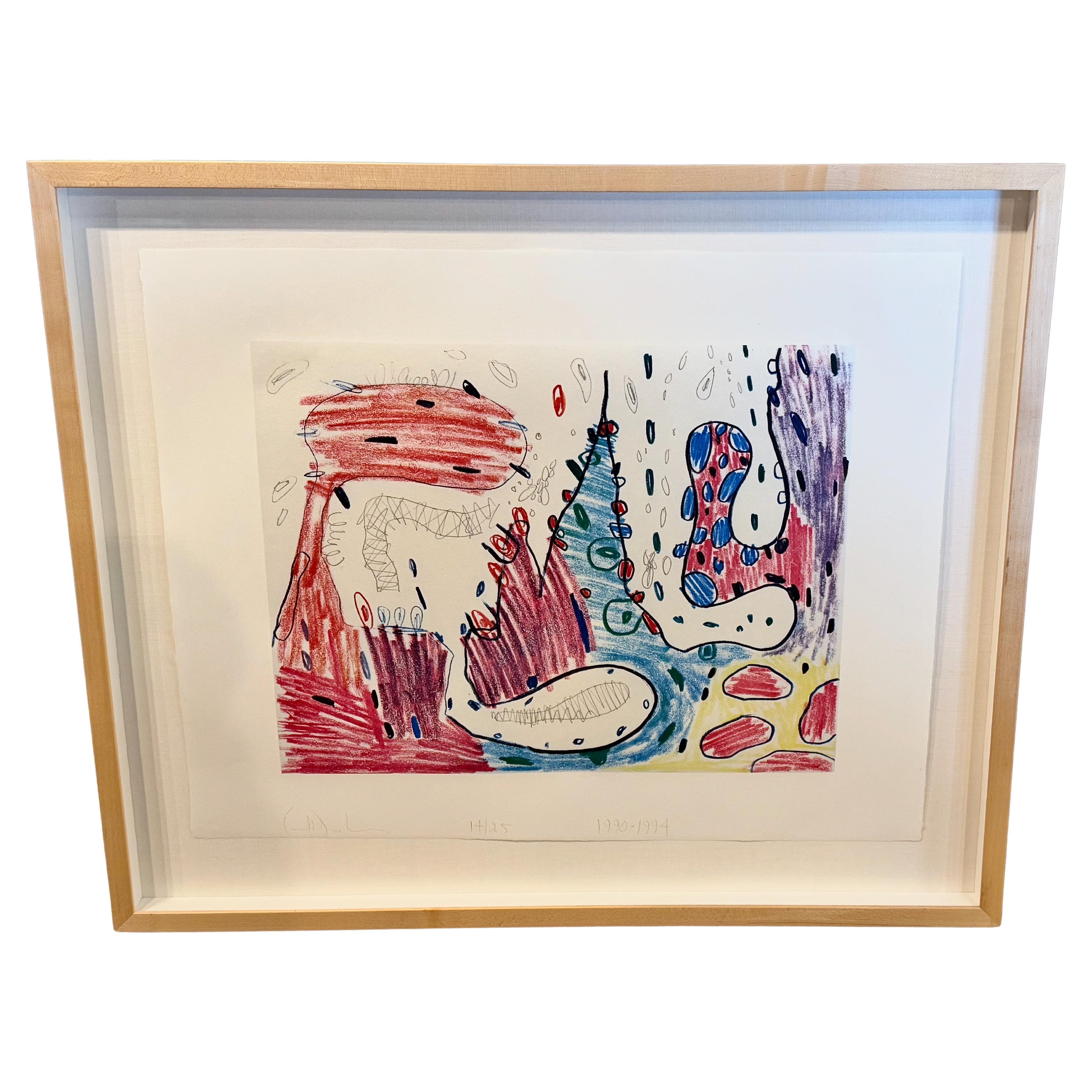 Carroll Dunham Aguafuerte coloreado IV, Firmado y numerado