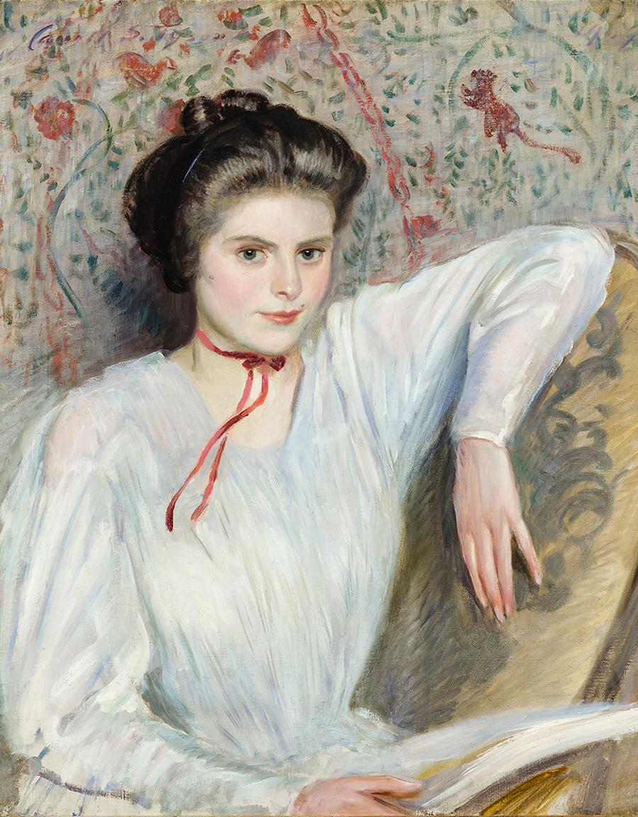 Portrait of a Young Woman in White Blouse