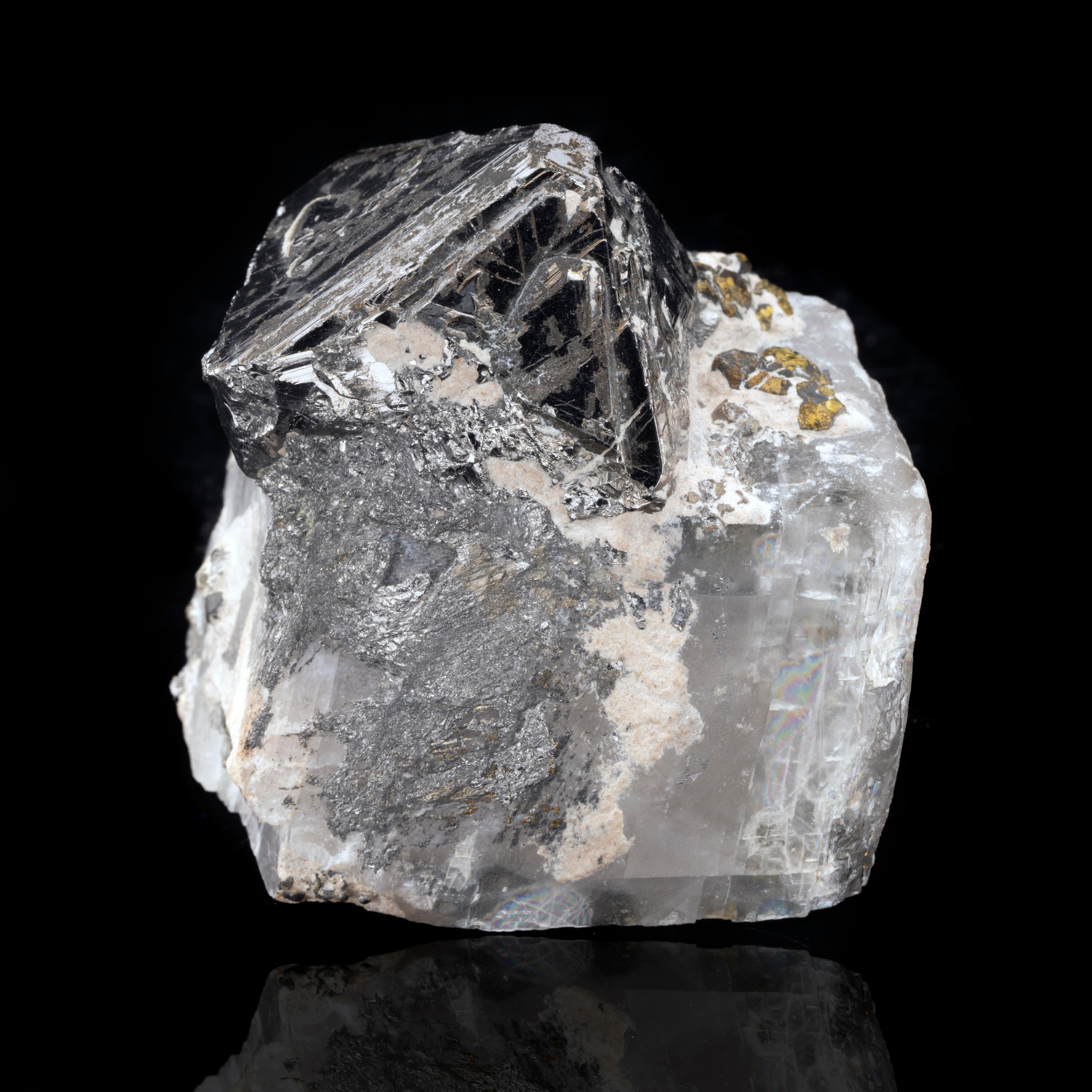 Contemporary Carrollite on Calcite With Chalcopyrite For Sale