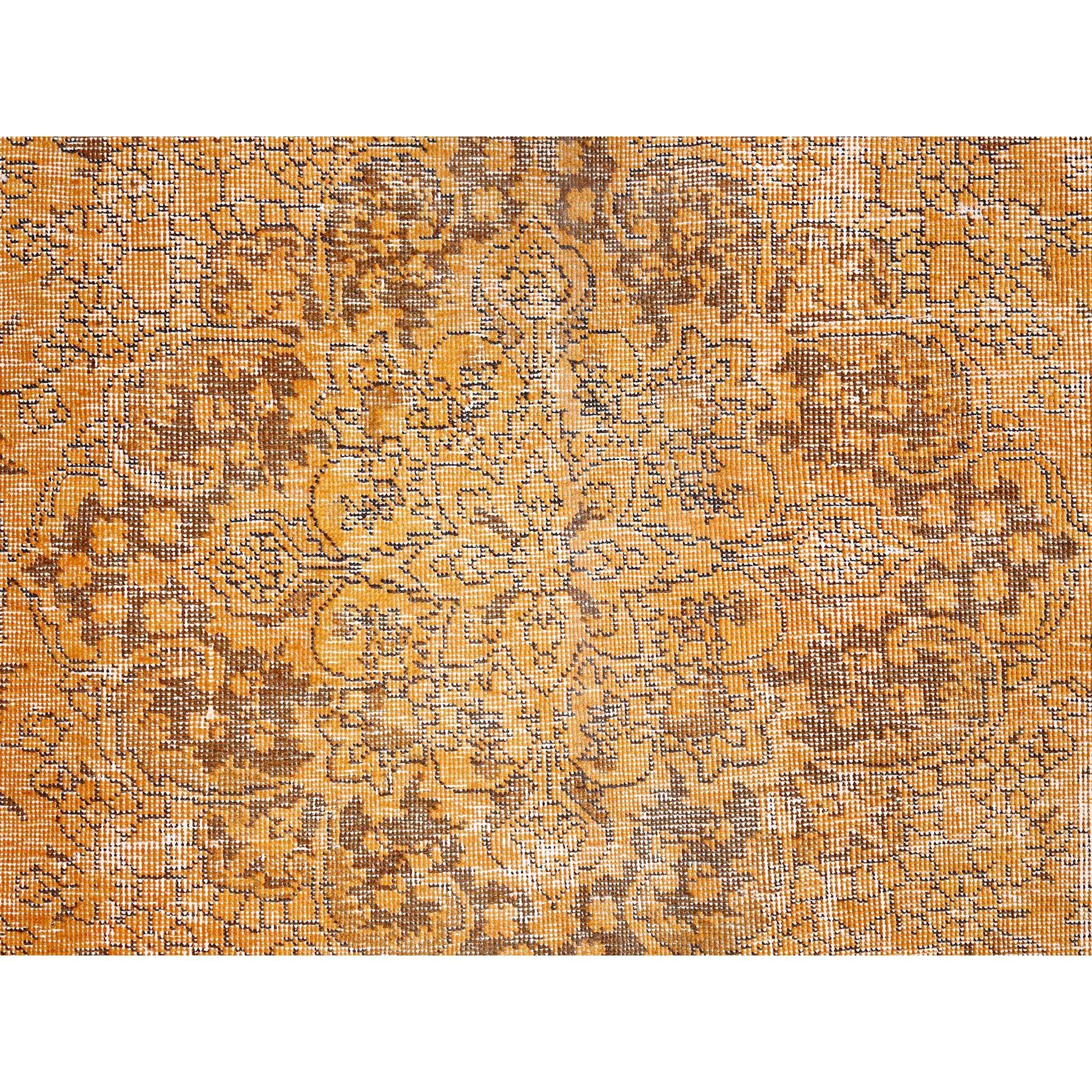 Carrot Orange Rustic Look Soft Wool Hand Knotted Vintage Persian Tabriz Rug For Sale 4
