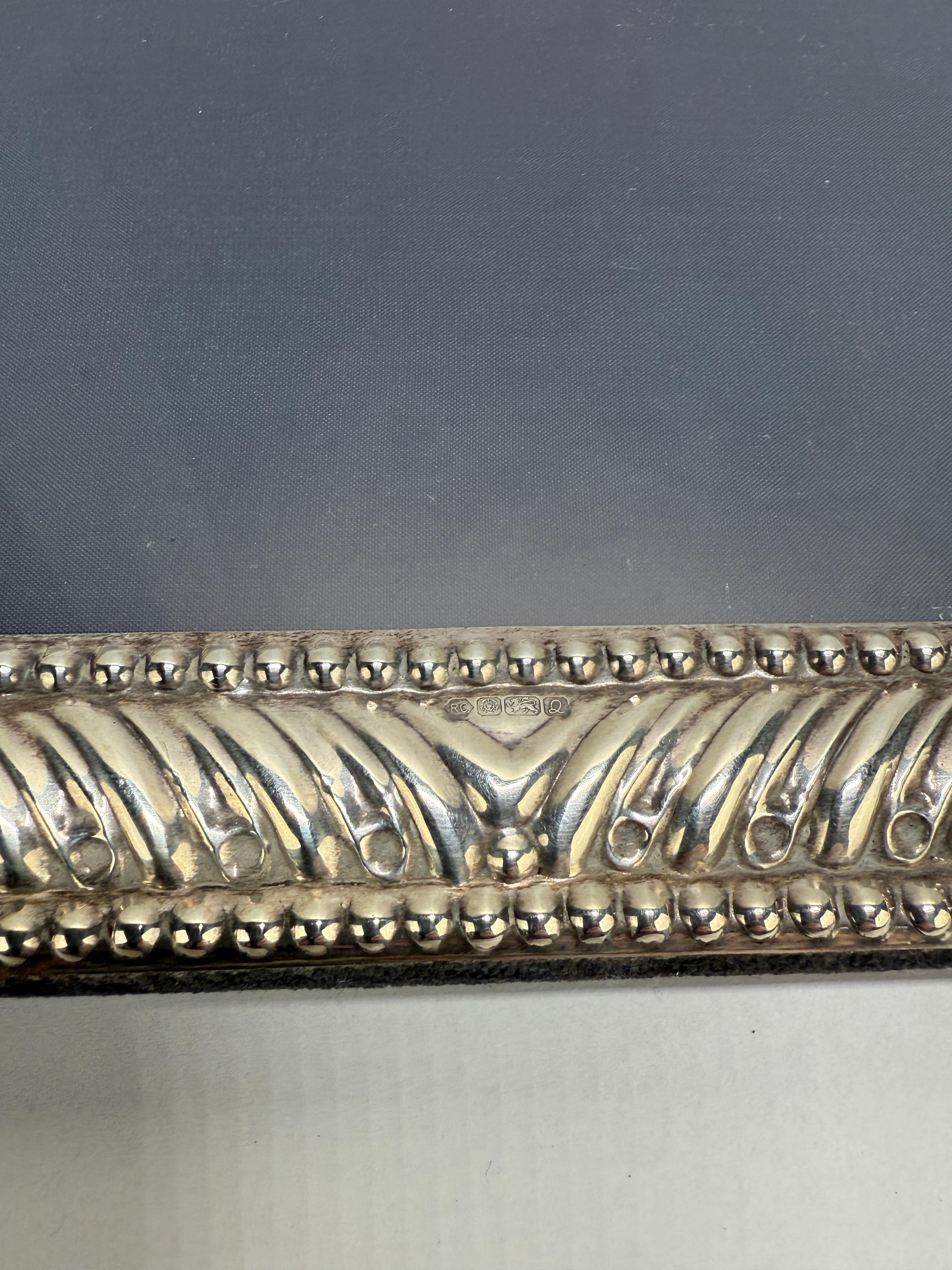 20th Century Carrs of Sheffield, Sterling Silver Picture Frame with Beaded Edge C. 1990 For Sale