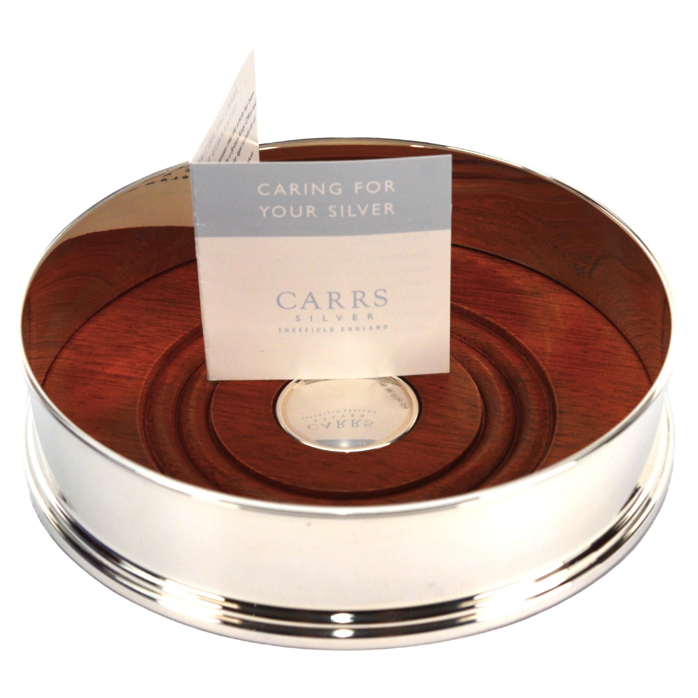 Carrs Silver, England Sterling Silver Straight Bottle Coaster - new in box