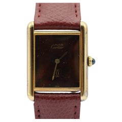 Must de Cartier Tank 25 x 30 mm Raro Quadrante Corteccia Carica Manuale  Circa anni '80