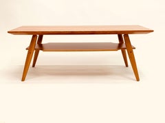 Mid-Century-Inspired Coffee Table with Shelf in Cherry