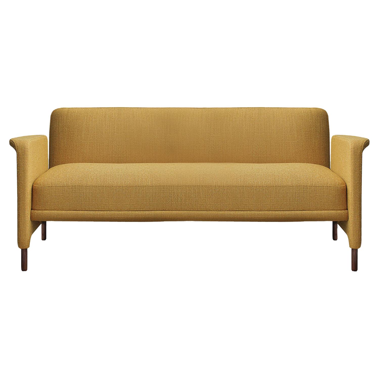 Zeitgenössisches modernes Carson-Sofa mit 2 Sitzen aus gelbem Stoff von Collector Studio