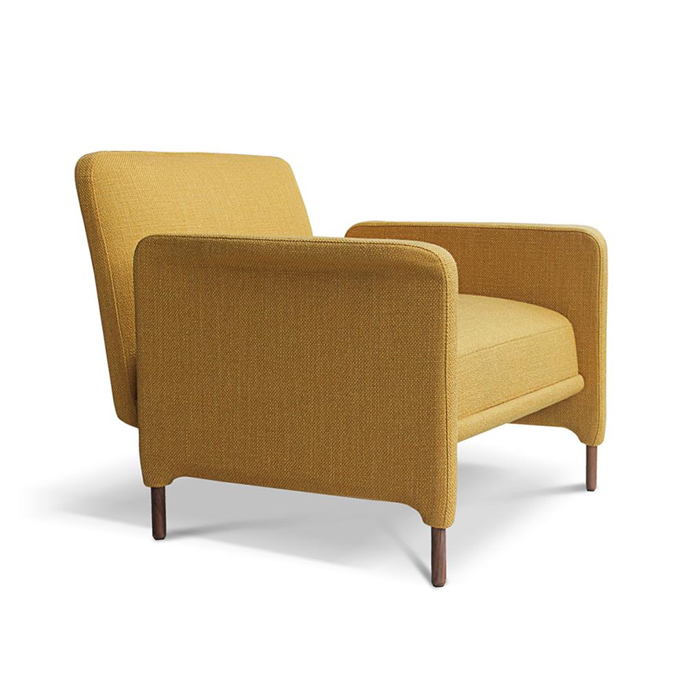 Contemporary Carson Armchair in Oak & Yellow Fabric by Collector Studio

With solid and curved wooden armrests, this structure blends with a metal frame that adds character to the design. Alone or in pairs, covered in leather or fabric, is the