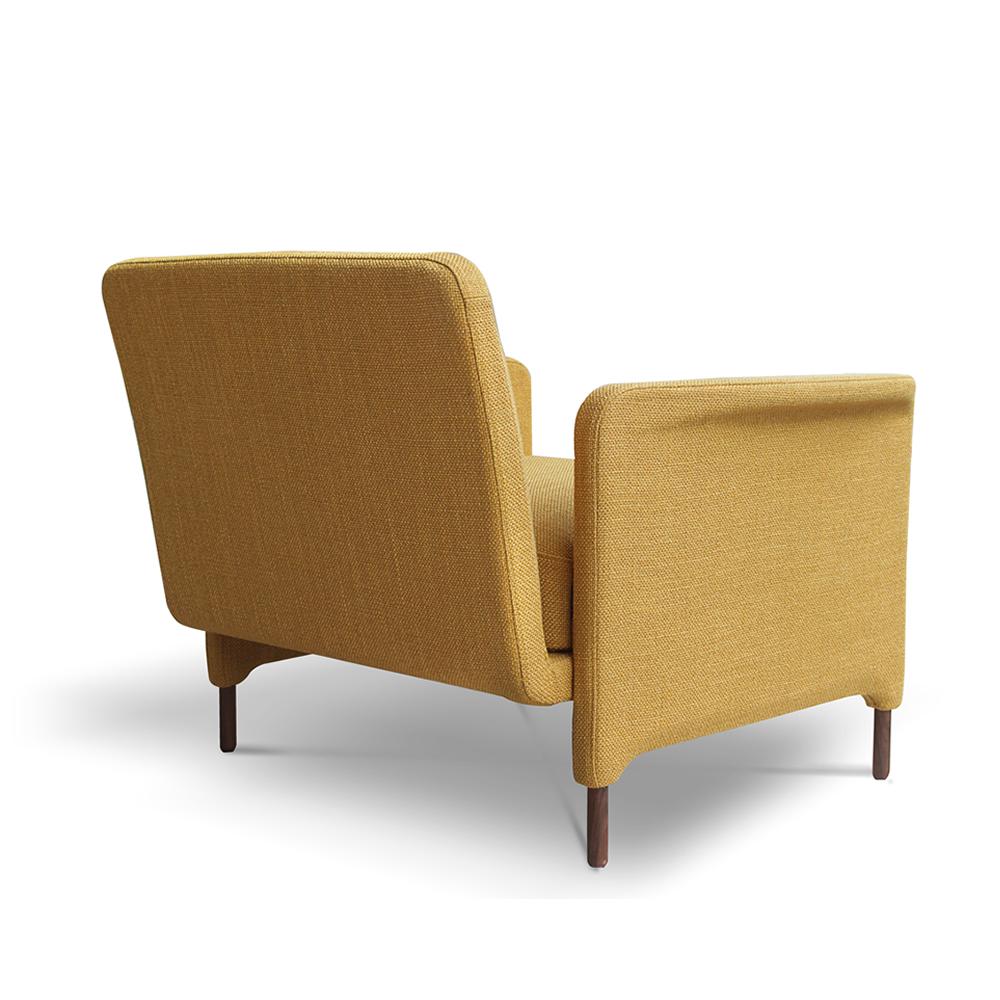 Portuguese Contemporary Carson Armchair in Oak & Yellow Fabric by Collector Studio For Sale