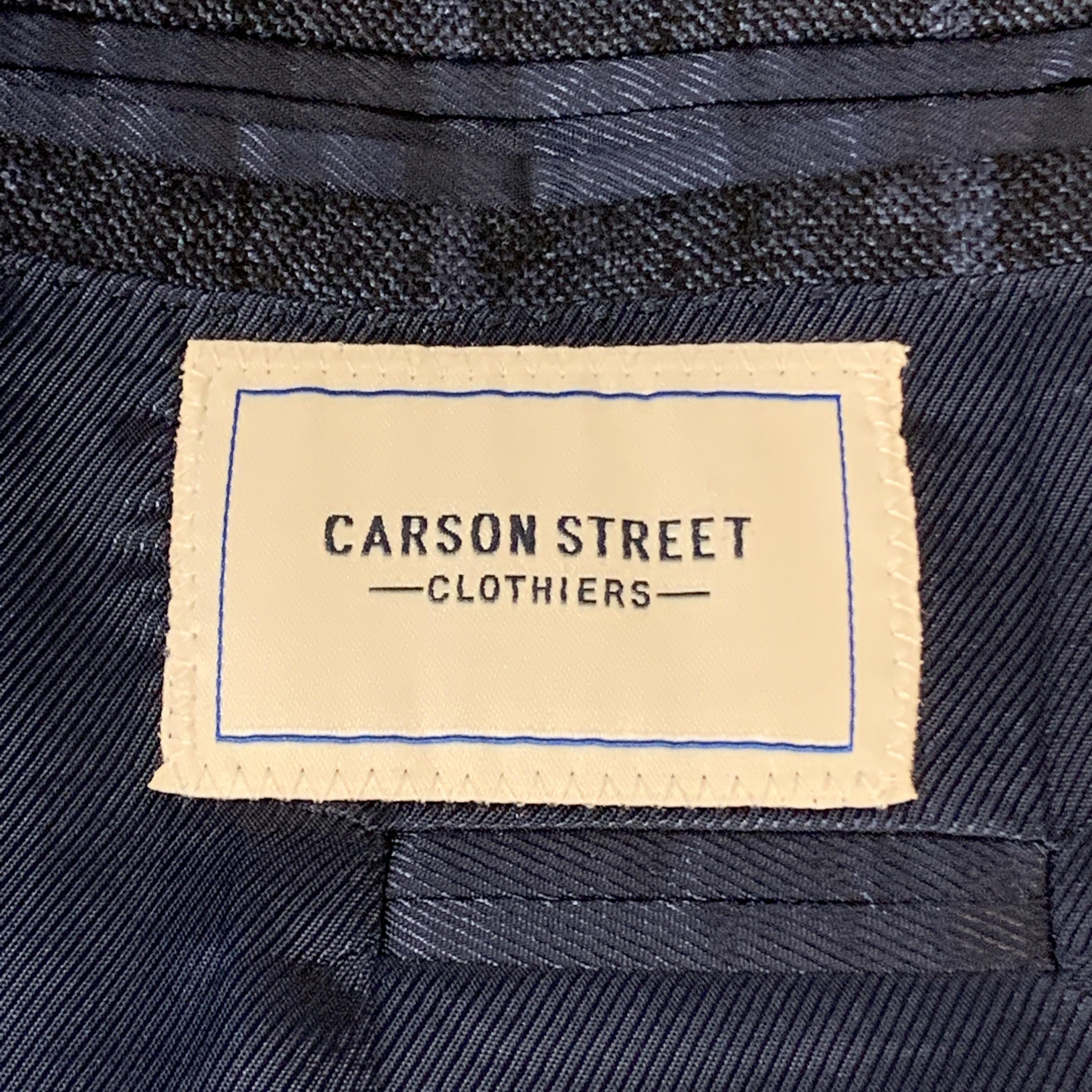 CARSON STREET Size 38 Navy Plaid Wool Blend Notch Lapel Sport Coat 2