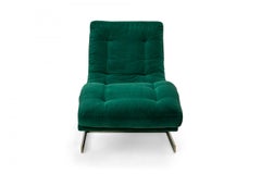 Amerikanische Chaiselongue ''Wave'' aus grünem Velours und Chrom aus der Mitte des Jahrhunderts von Carsons