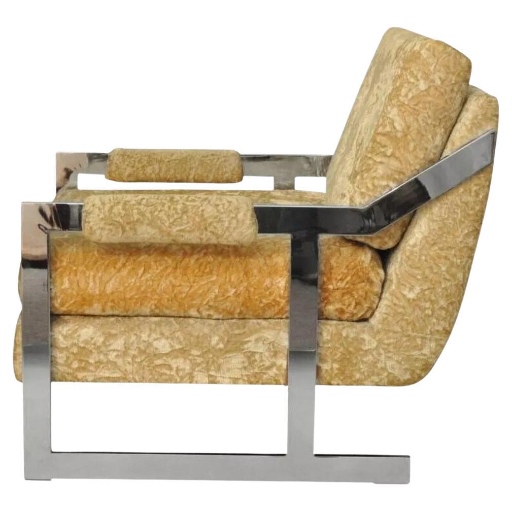 Carsons Mid Century Modern Milo Baughman Style Chrome Flat Bar Lounge Chair