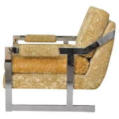 Carsons Mid Century Modern Milo Baughman Style Chrome Flat Bar Lounge Chair