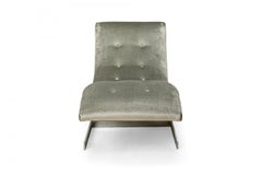 Carsons Silver Velour and Chrome 'Wave' Form Chaise Lounge