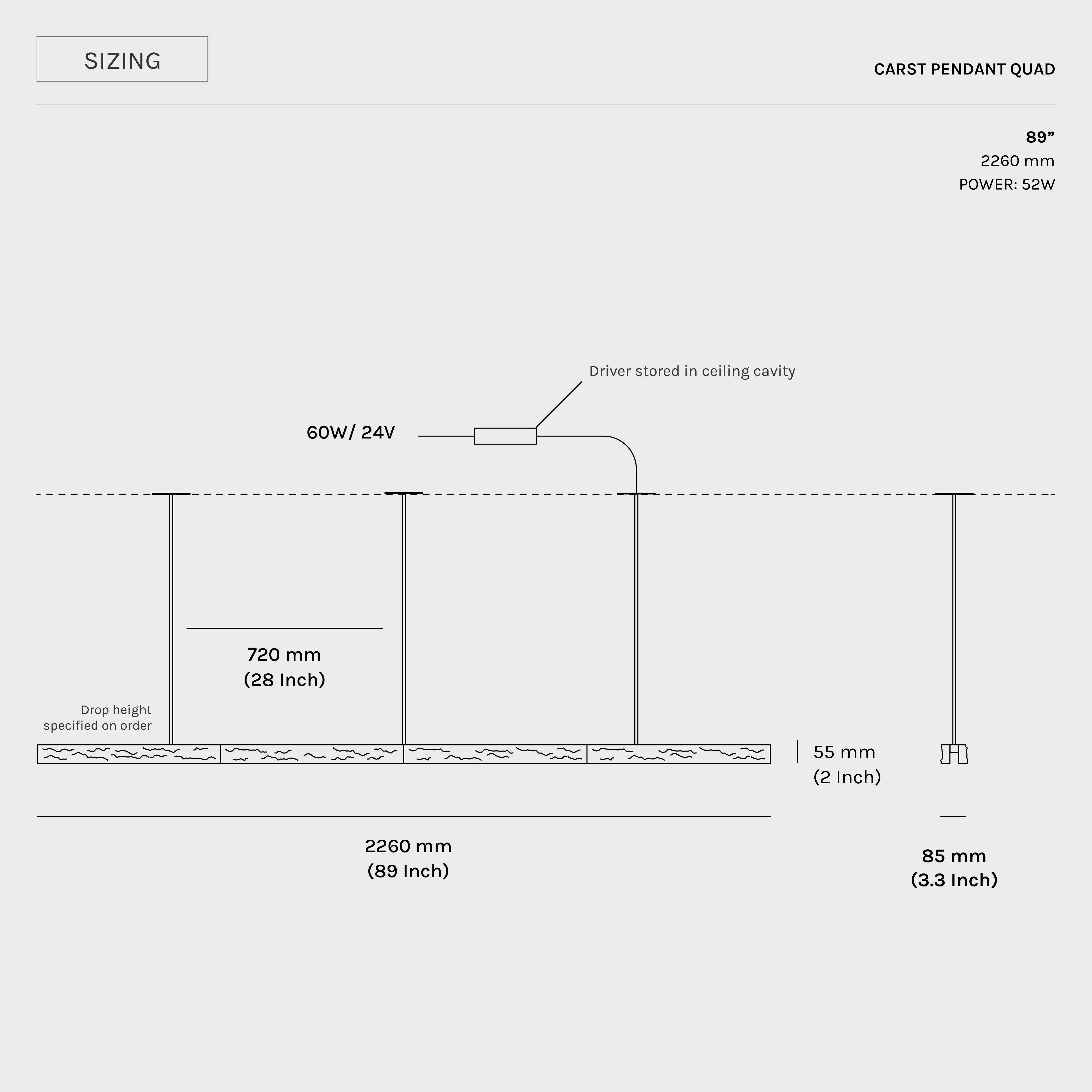 CARST Pendant Light, LED Light Fixture, solid textured cast Aluminium in vendita 4