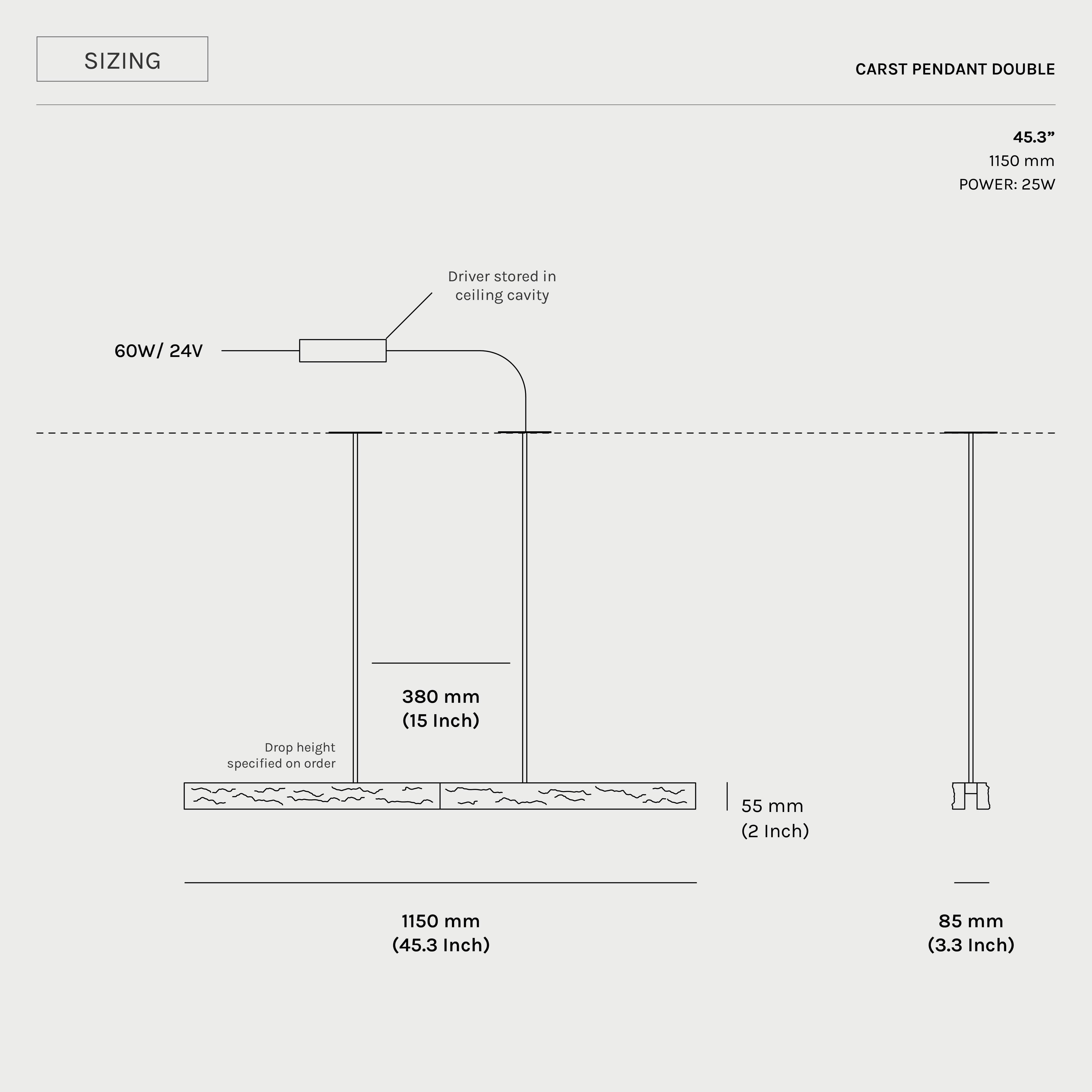 CARST Pendant Light, LED Light Fixture, solid textured cast Aluminium en venta 6